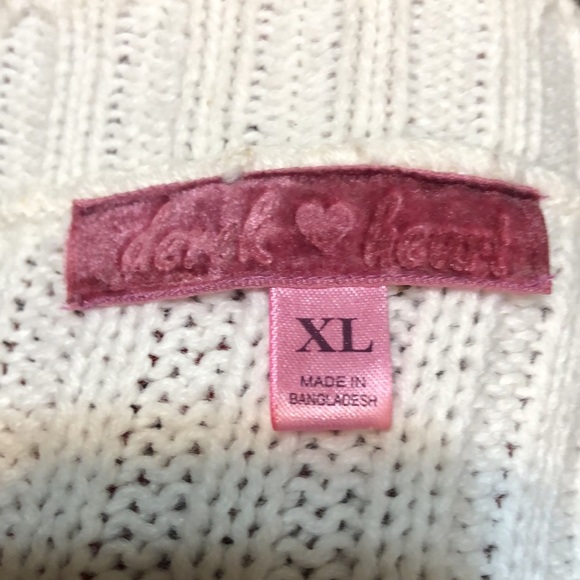 Derek Heart White V Neck Large Button Sweater - Picture 6 of 7